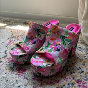 Nine West Oley Floral Pink Women's Platform Sandals